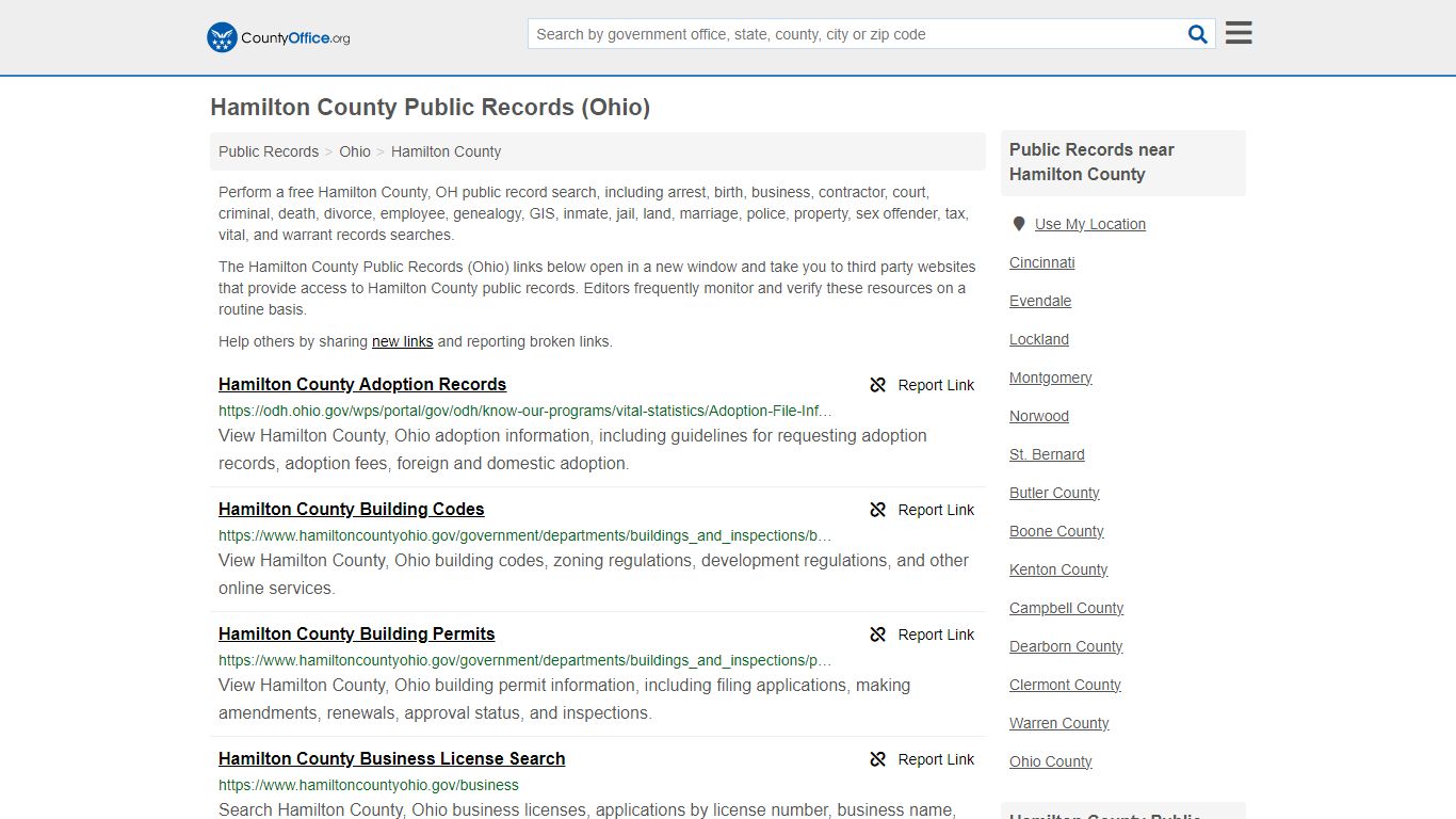 Hamilton County Public Records (Ohio) - County Office