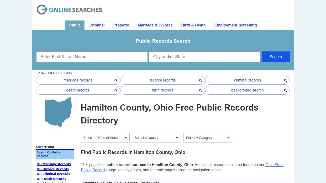 Hamilton County, Ohio Public Records Directory - OnlineSearches.com